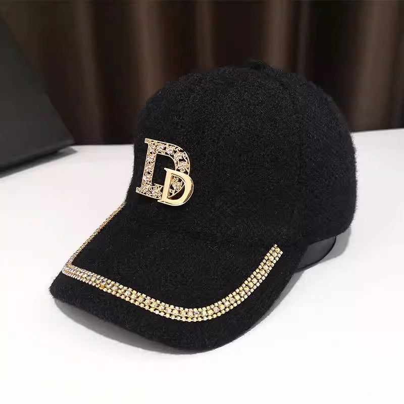 Women's Luxurious Embellished Wool Baseball Cap Bowlift
