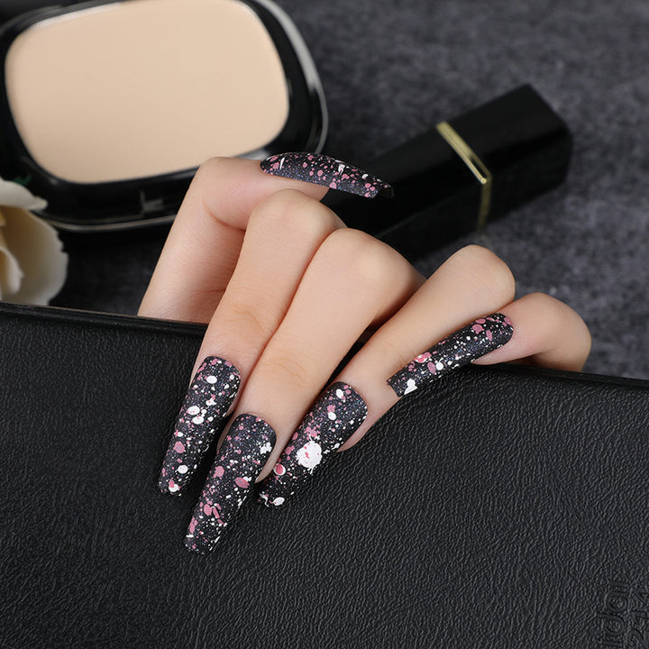 Artistic splatter design artificial nails Bowlift