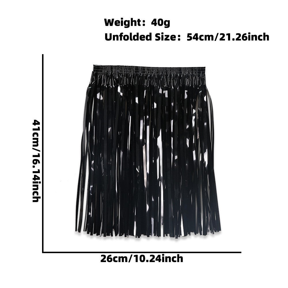 Women's nan metallic foil fringe hula skirt with elastic waistband party costume Bowlift