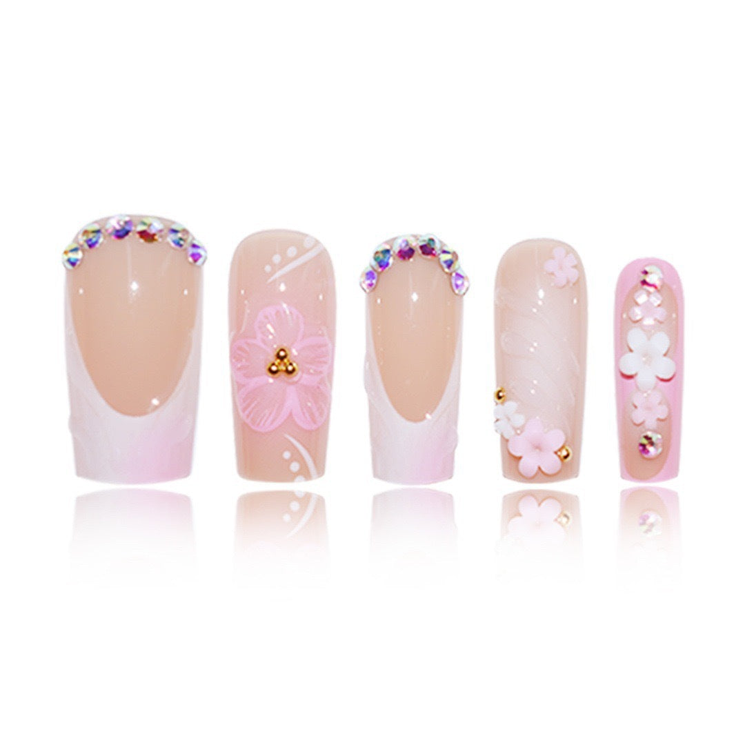 Decorative Floral Acrylic Nail Enhancements Bowlift