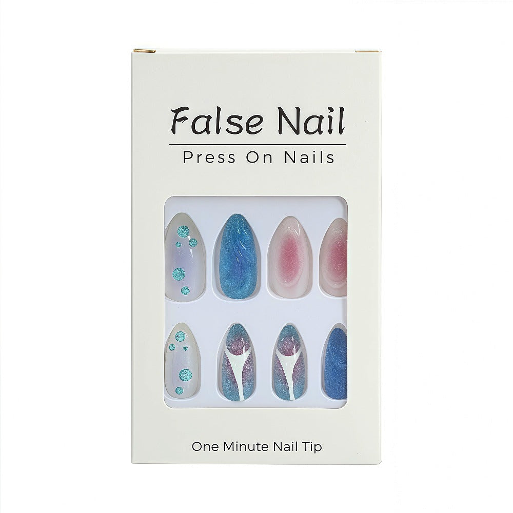 Acrylic Nail Set with Modern Aqua Designs Bowlift