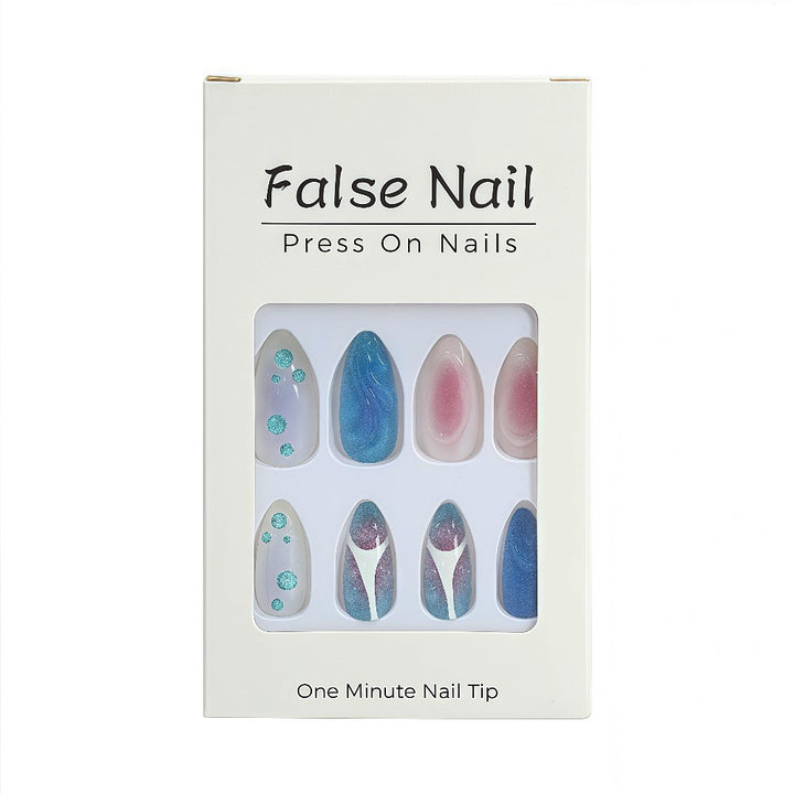 Acrylic Nail Set with Modern Aqua Designs Bowlift