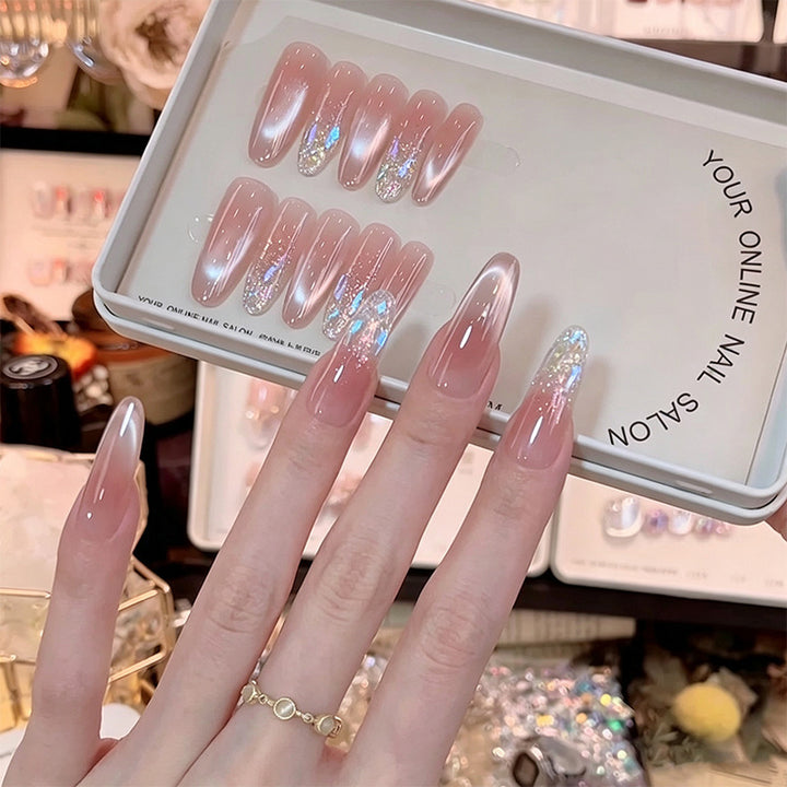 Acrylic nail set with elegant glitter accents Bowlift