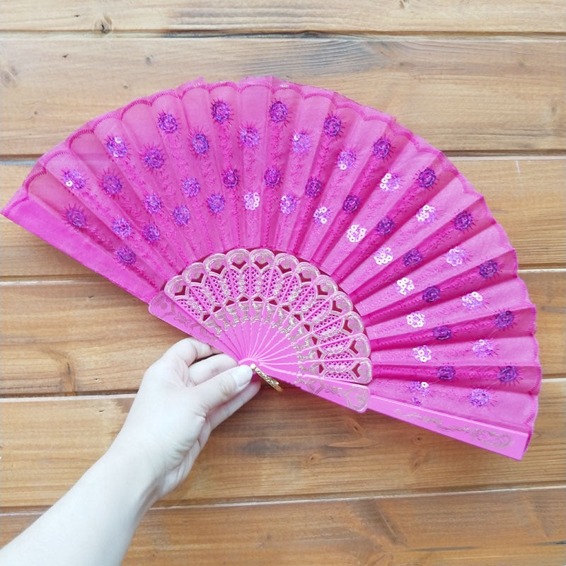Women's high-quality lace fan with artistic floral motifs Bowlift