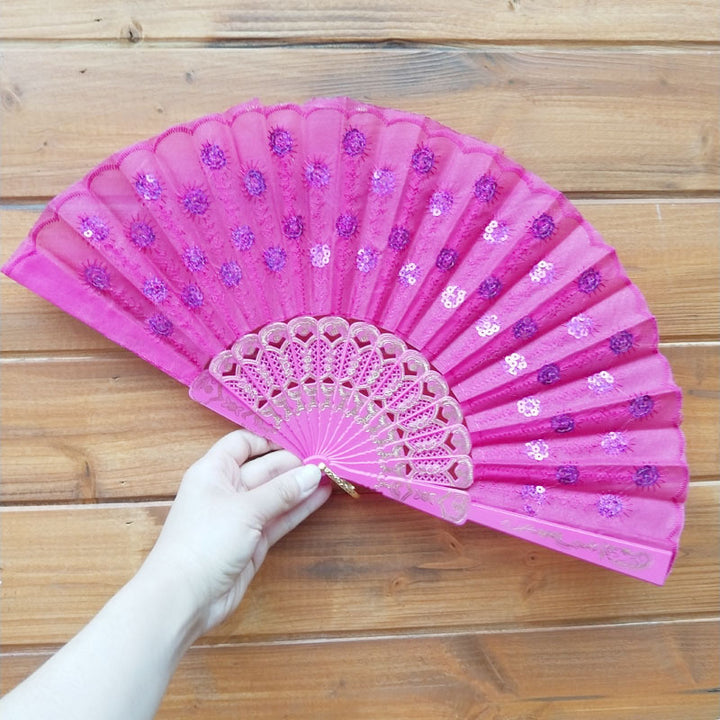 Women's high-quality lace fan with artistic floral motifs Bowlift