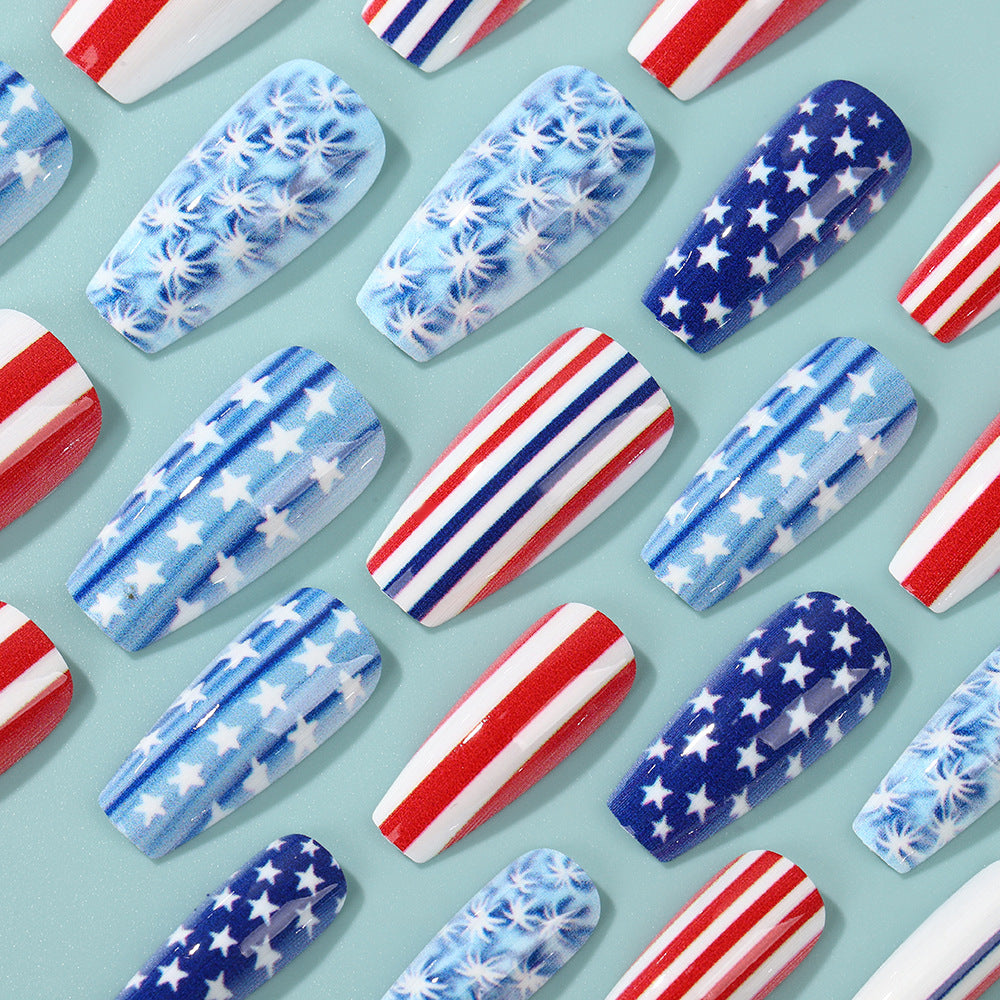 Artificial nails with patriotic designs Bowlift