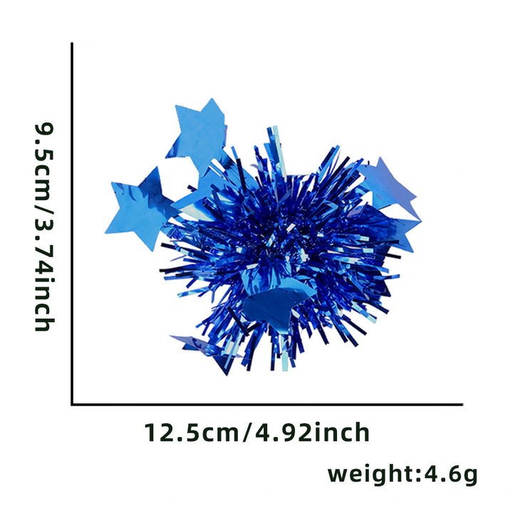 Unisex nan shiny metallic tinsel pompom with star pendants Bowlift