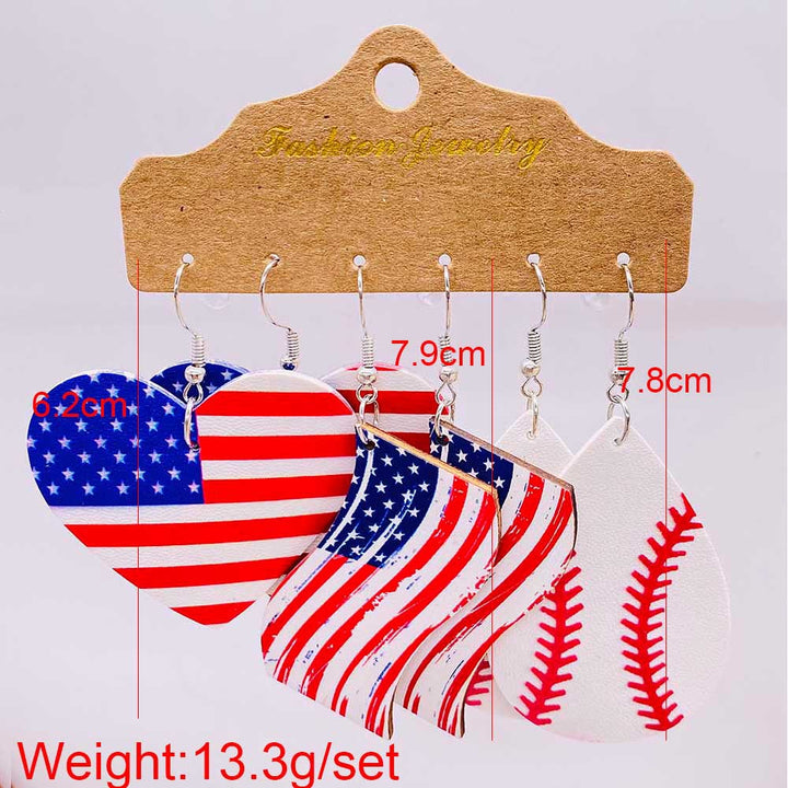 Women's nan set lightweight statement drop earrings made of wood-acrylic with hook closure and star-stripe motif Bowlift