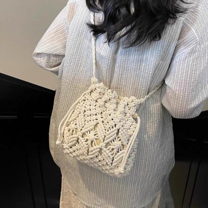 Macrame Crossbody Bag with Detail-Loving Pattern Bowlift