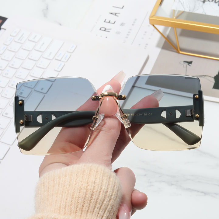 Women's High-Quality Rectangular Sunglasses with Fashionable Metal Frame Bowlift