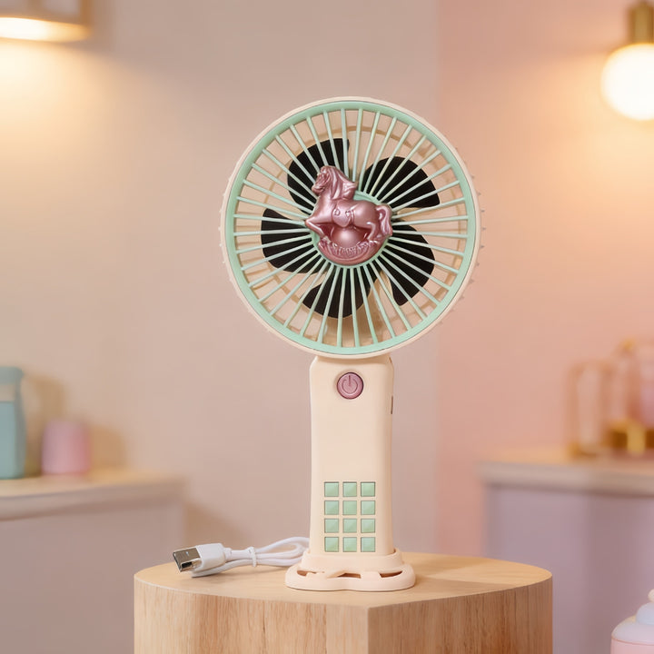 Ladies portable hand fan with creative horse design Bowlift