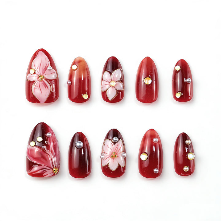 Elegant artificial nails with floral accents Bowlift