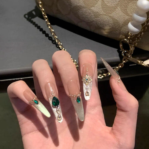 Luxury Crystal-Embellished Press-On Nails Bowlift
