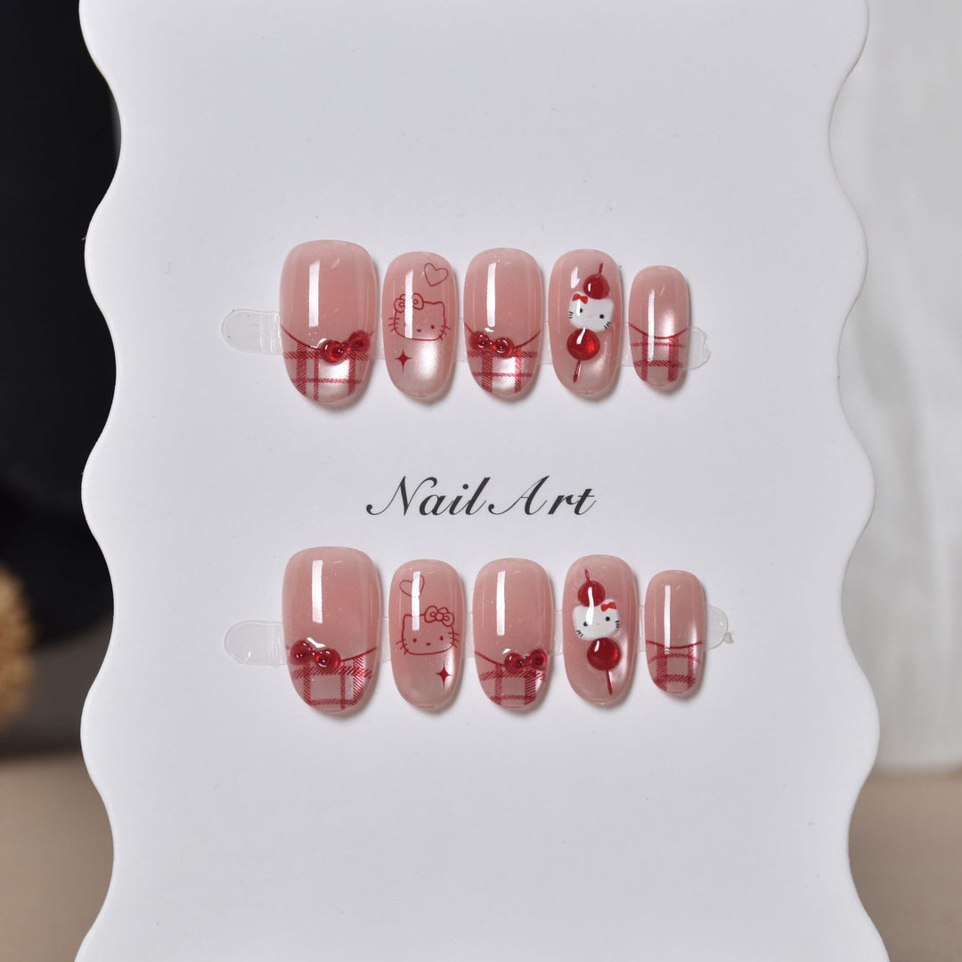 Whimsical Character Press-On Nail Art Bowlift