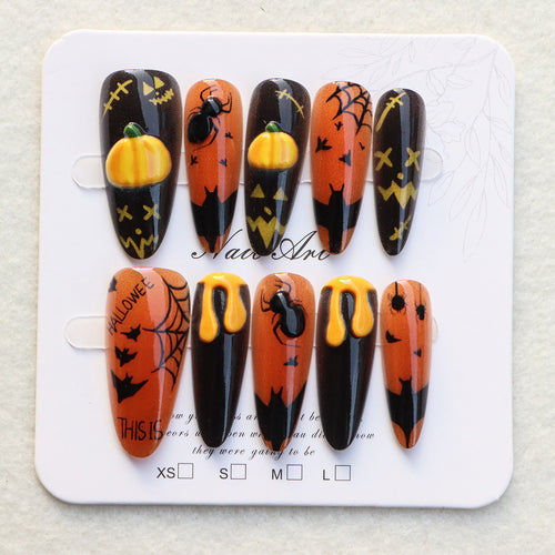 Thematic Halloween Press-On Nails Bowlift