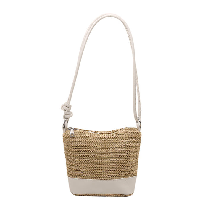 Woven Straw and Leather Crossbody Bag Bowlift