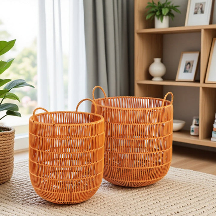 Women Stylish Storage Basket with Open Handles Bowlift