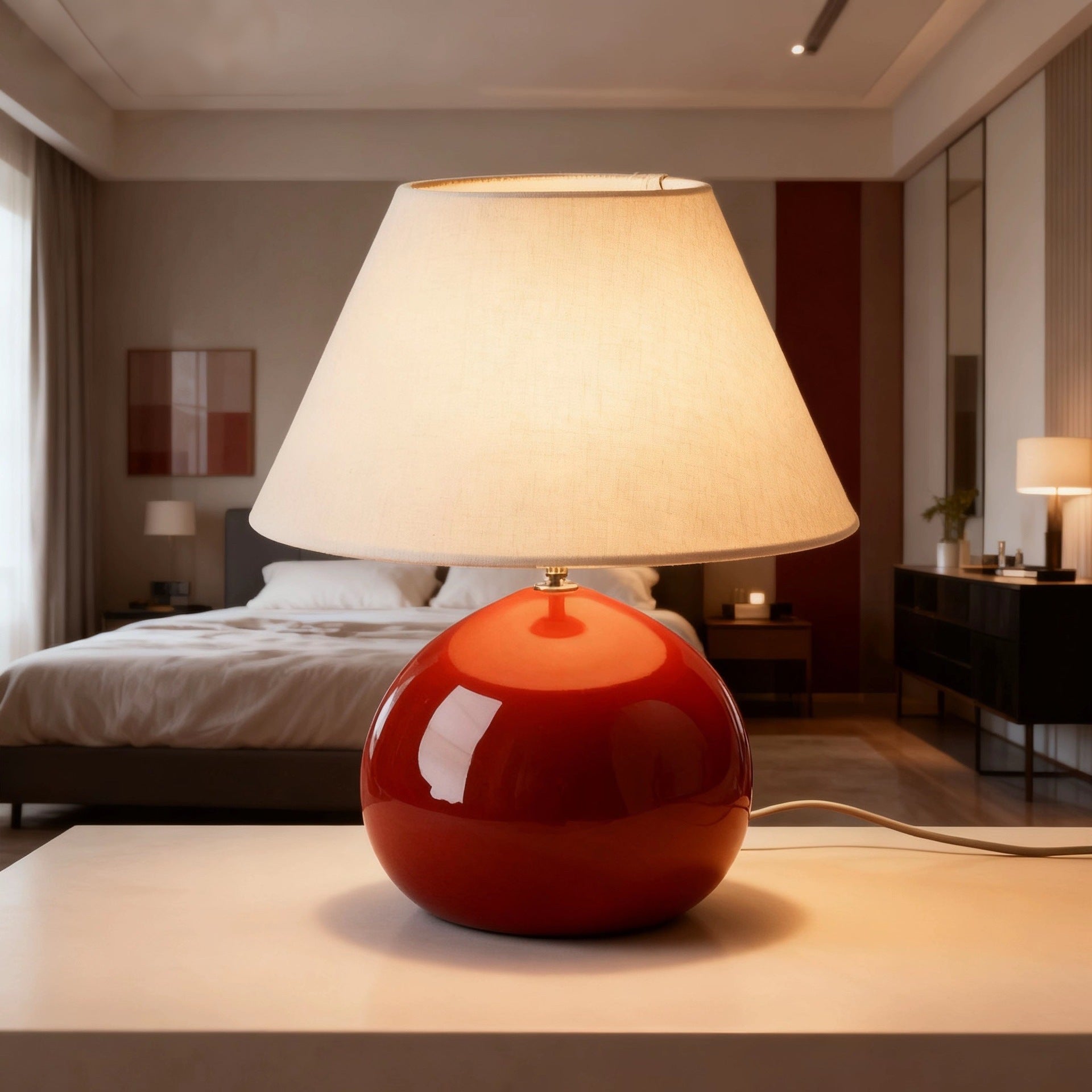 French Vintage Chestnut-Style Table Lamp