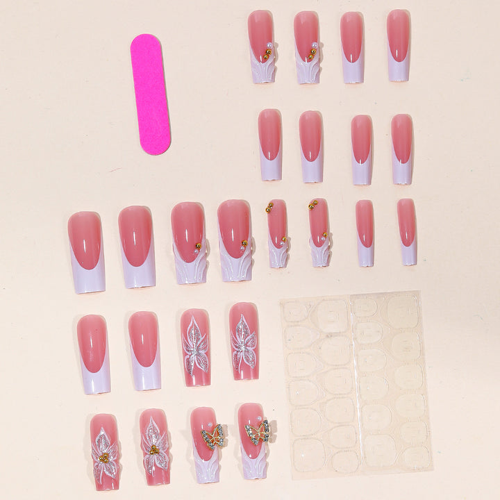 Elegant Floral Nail Art Extensions Bowlift