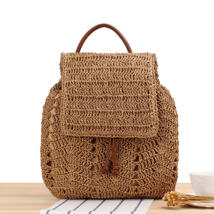 Braided Natural Material Backpack Bowlift