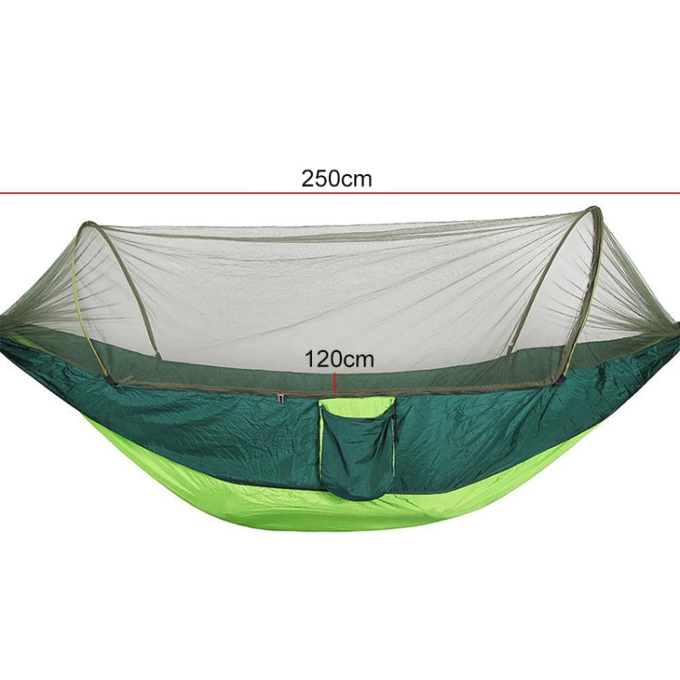 BowLift | Portable Outdoor Camping Fully Automatic Nylon Parachute Hammock with Mosquito Nets, Size: 250 x 120cm (Olive Green)