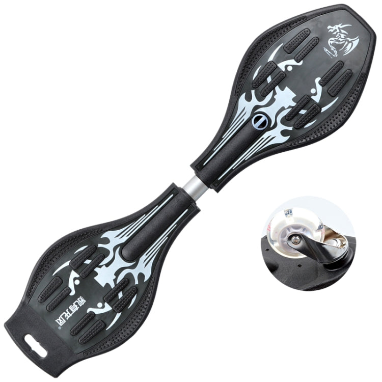 BowLift | Fashion Vulkan Pattern Two-Wheeled Skateboard Glowing Lightning Wheel Vitality Board(Black)