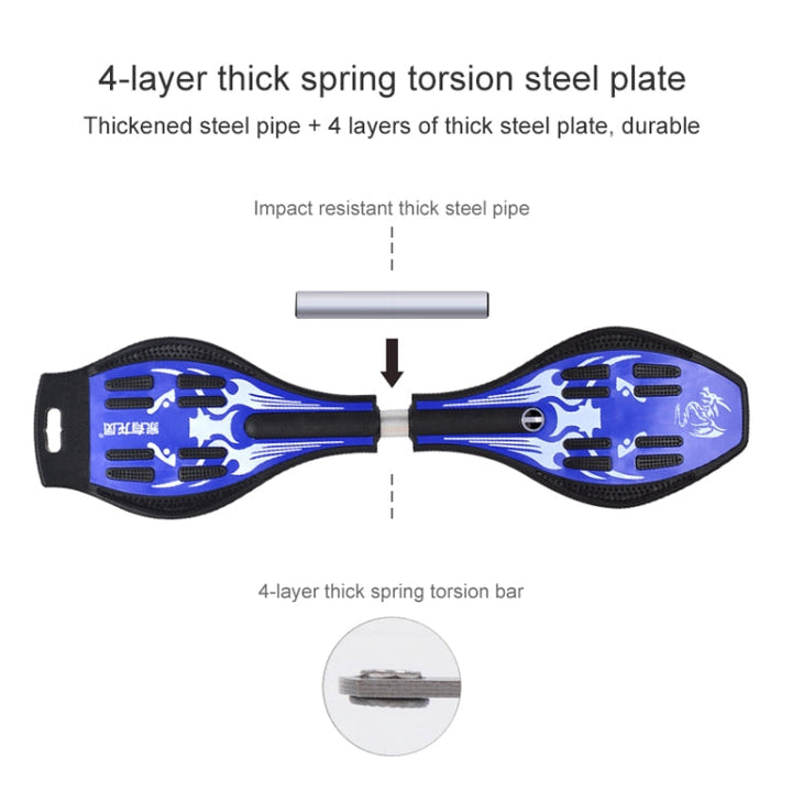 BowLift | Fashion Vulkan Pattern Two-Wheeled Skateboard Glowing Lightning Wheel Vitality Board(Black)