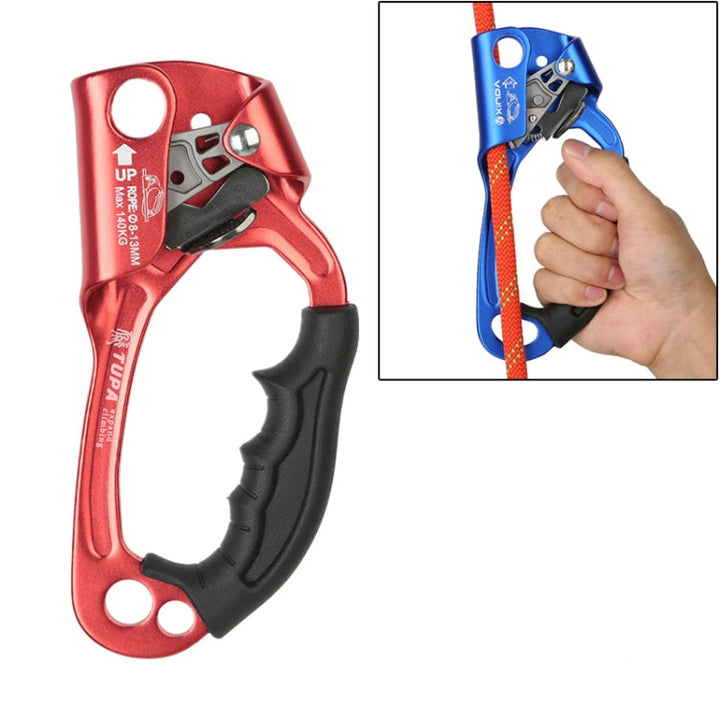 BowLift | XINDA TP-8606 Outdoor Rock Climbing Air Work Anti-Fall Handheld Rope Gripper for 8-12mm Diameter Rope Right(Red)