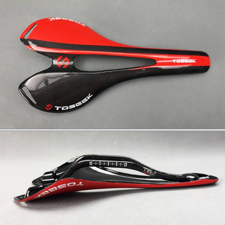 BowLift | TOSEEK Road Bike Carbon Fiber Saddle Bicycle Hollow Saddle, 3K Texture + Lightweight (Red)