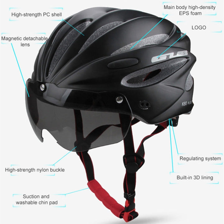 BowLift | GUB K80 Plus Bike Helmet with Visor and Goggles (Red)