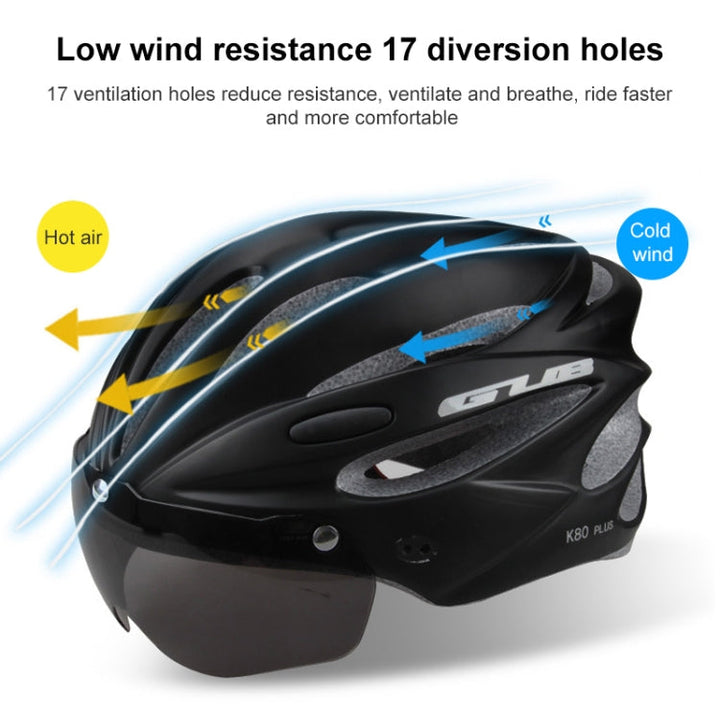 BowLift | GUB K80 Plus Bicycle Helmet with Visor and Glasses (Black)