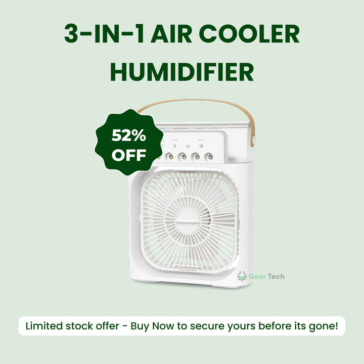 3-in-1 Air Cooler Humidifier | Portable, Adjustable Fan Speeds & Ideal for Bedrooms, Offices & Small Spaces | Bowlift