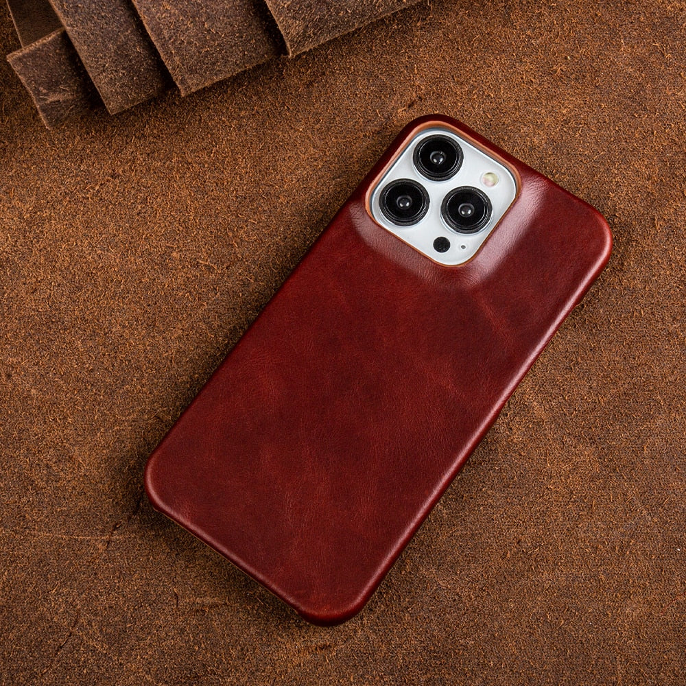 BowLift | Oil Wax Genuine Leather Apple iPhone Case