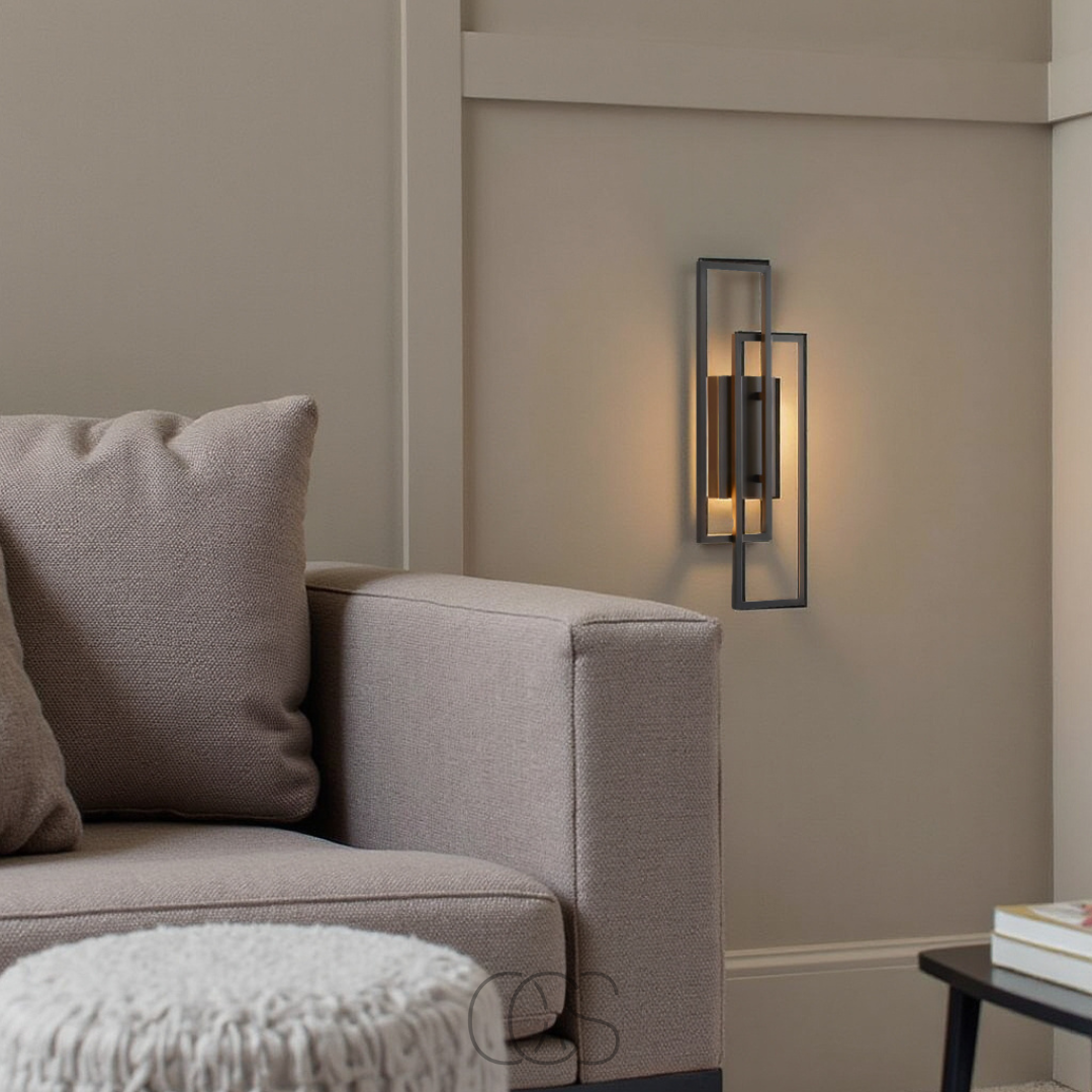 BowLift | Modern Geometric LED Wall Light – Rectangle Design with Remote Dimming (Black or Copper Finish)