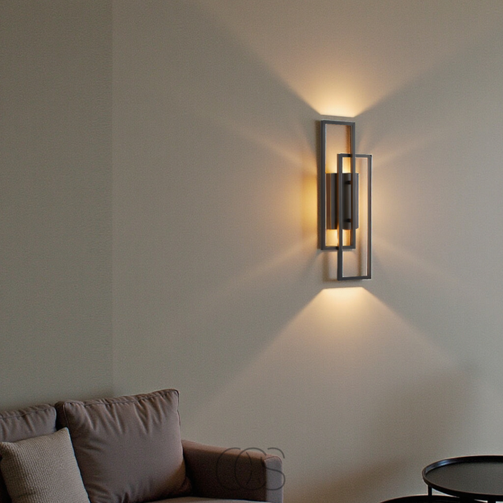 BowLift | Modern Geometric LED Wall Light – Rectangle Design with Remote Dimming (Black or Copper Finish)