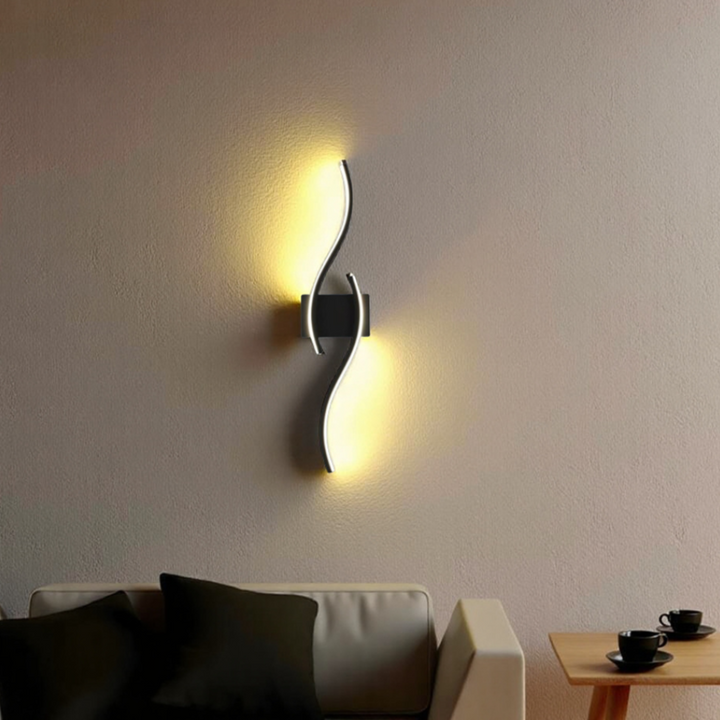 BowLift | Minimalist Black LED Wall Lamp – Modern Remote-Controlled Ambient Light