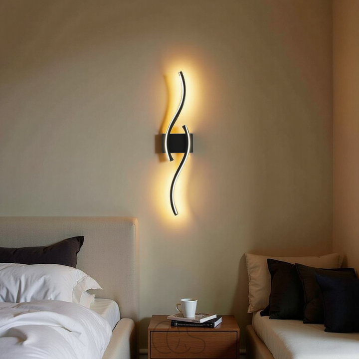 BowLift | Minimalist Black LED Wall Lamp – Modern Remote-Controlled Ambient Light