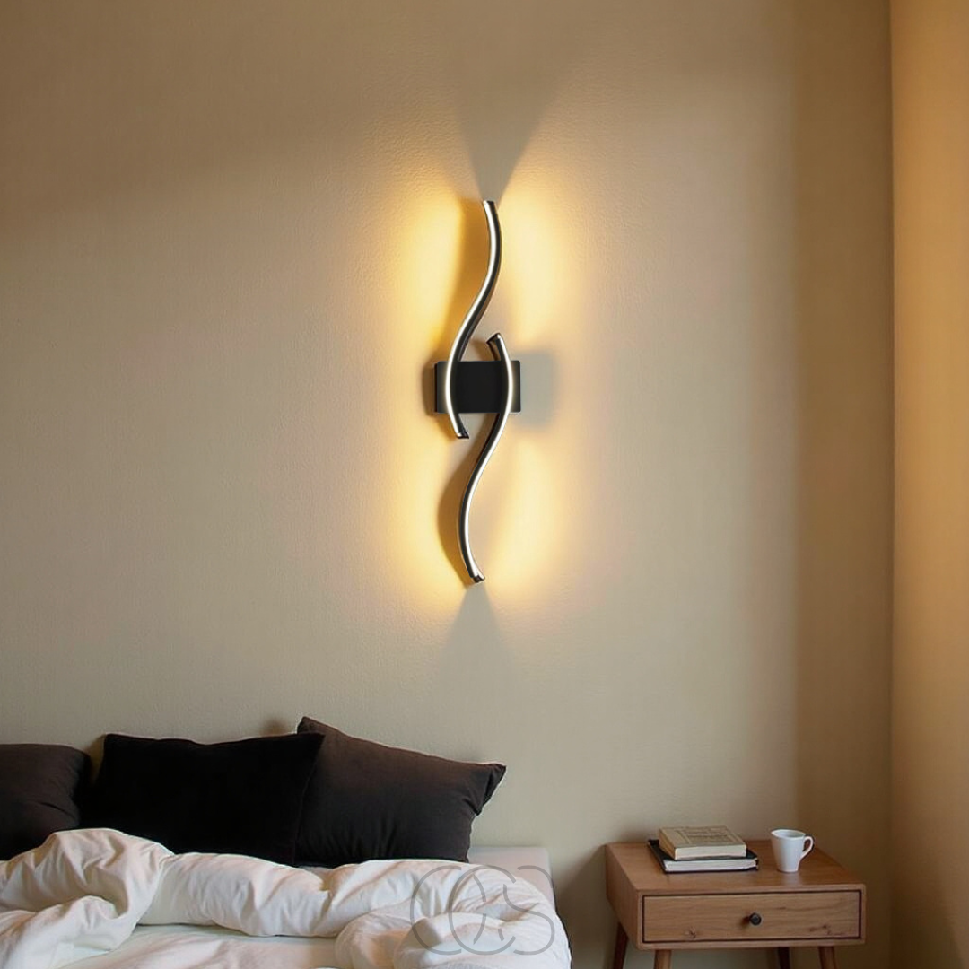 BowLift | Minimalist Black LED Wall Lamp – Modern Remote-Controlled Ambient Light