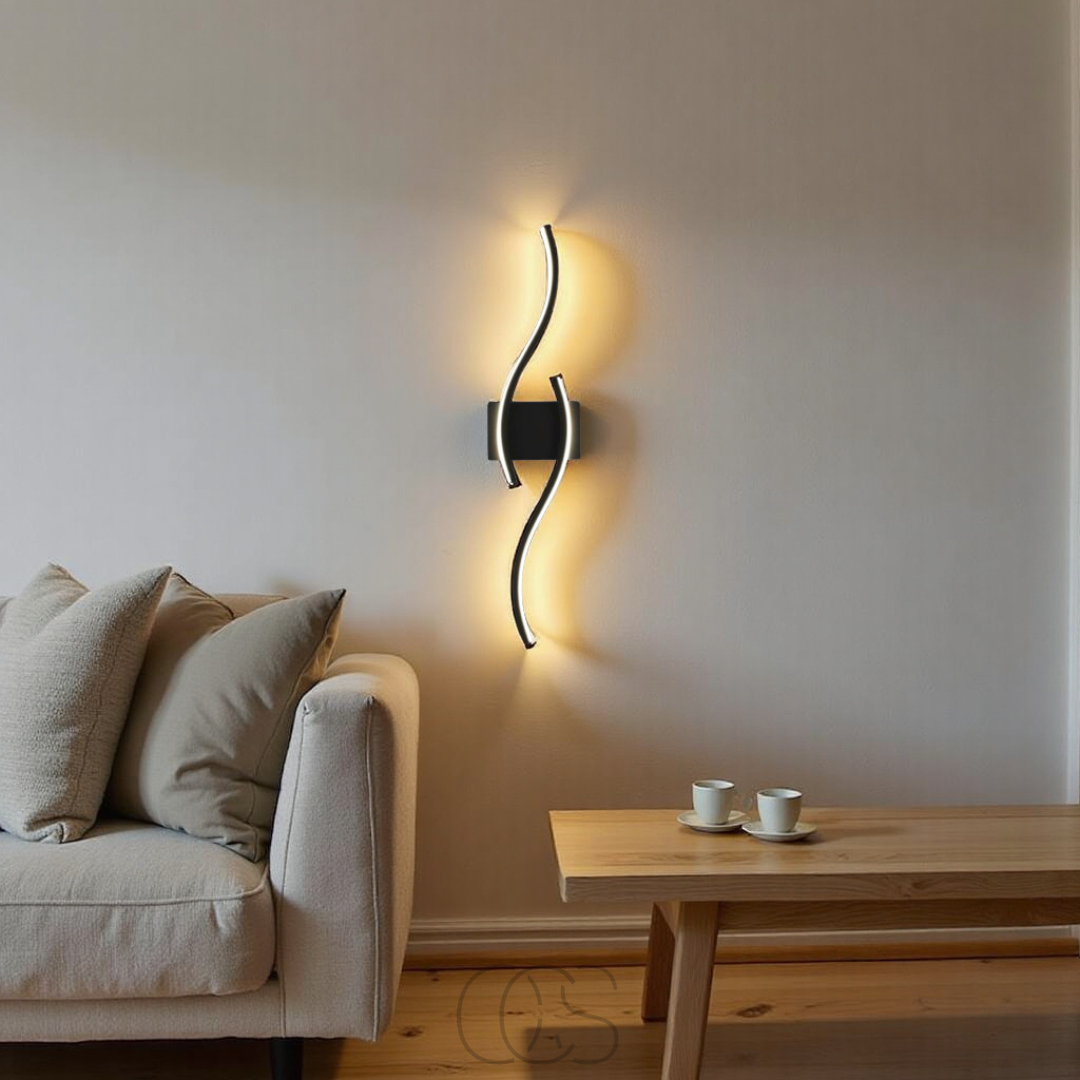BowLift | Minimalist Black LED Wall Lamp – Modern Remote-Controlled Ambient Light