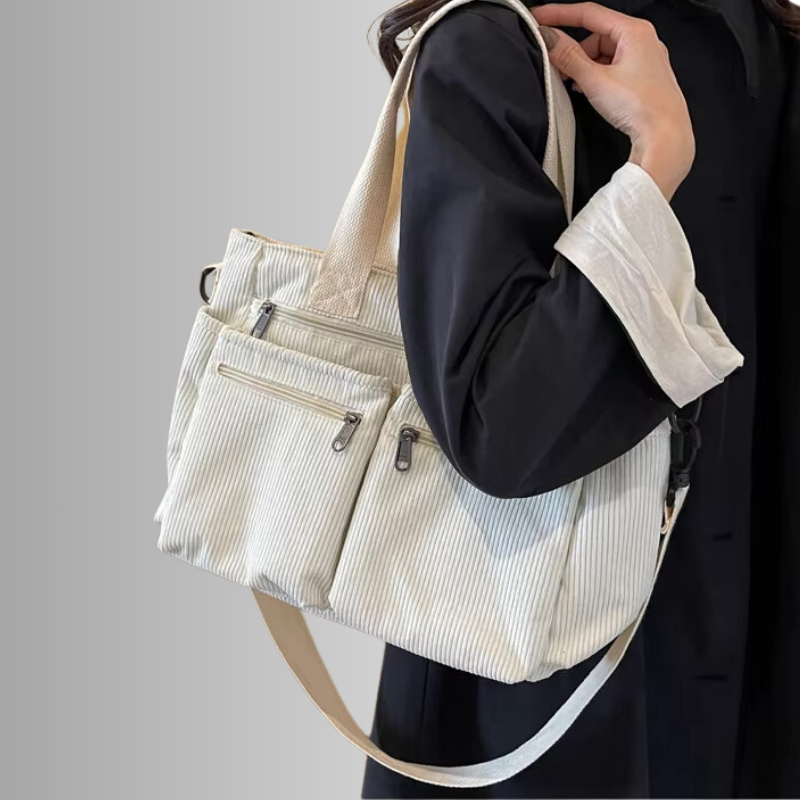 BowLift | Urban Cord Tote Stylish Corduroy Shoulder Bag – Spacious, Lightweight & Functional Everyday Tote