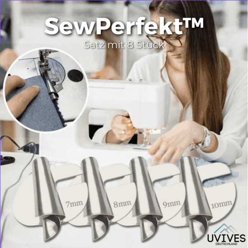 SewPerfect Spiral sewing pipe hem foot set with 8 pieces | Bowlift