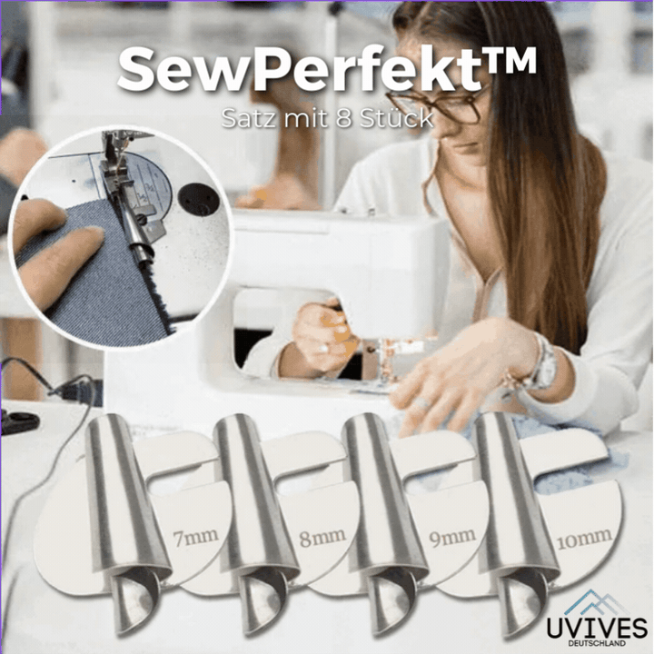 SewPerfect Spiral sewing pipe hem foot set with 8 pieces | Bowlift