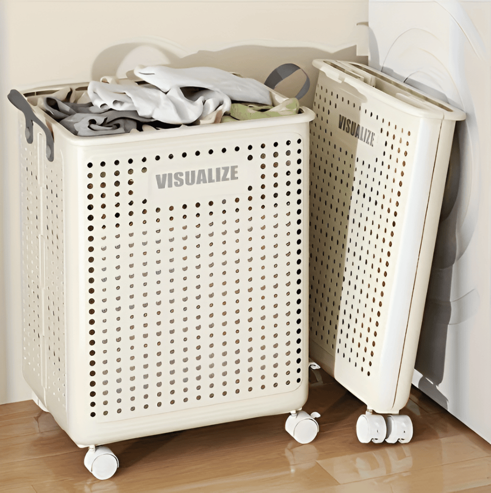 RollEase Foldable Laundry Basket – With Wheels, Compact & Durable for Easy Transport | Bowlift