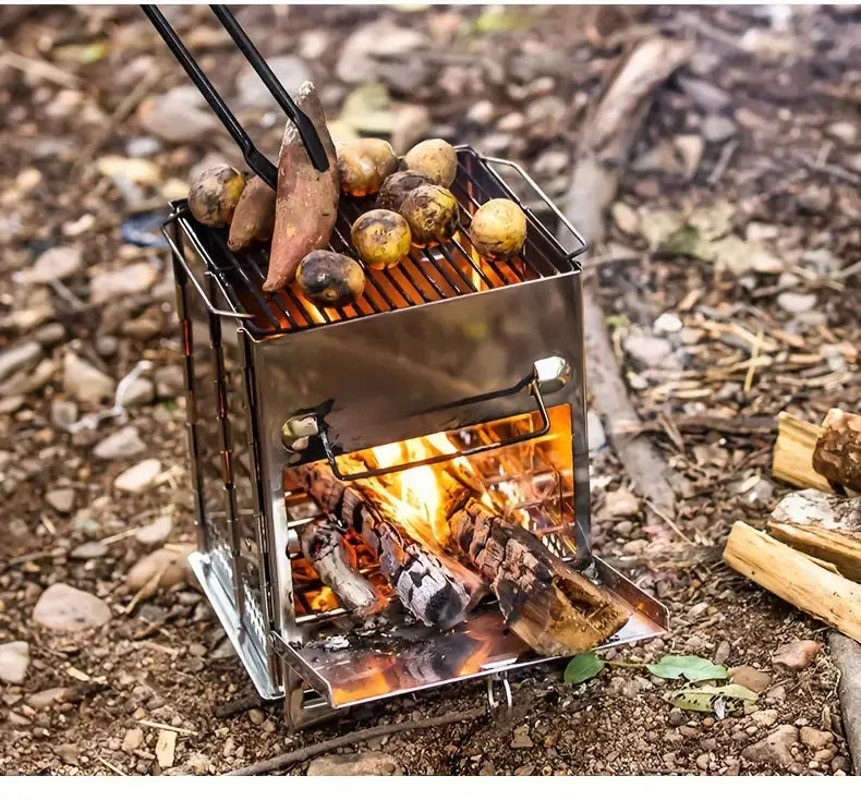 BowLift | FirePower Compact – Foldable Stainless Steel Wood Stove for Outdoor Activities
