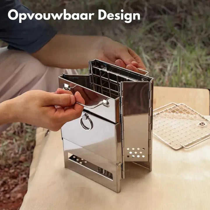 BowLift | Foldable stainless steel wood stove – Portable camping cooker for outdoor cooking
