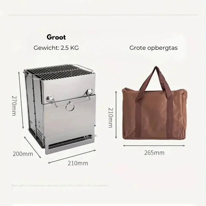 BowLift | Foldable stainless steel wood stove – Portable camping cooker for outdoor cooking