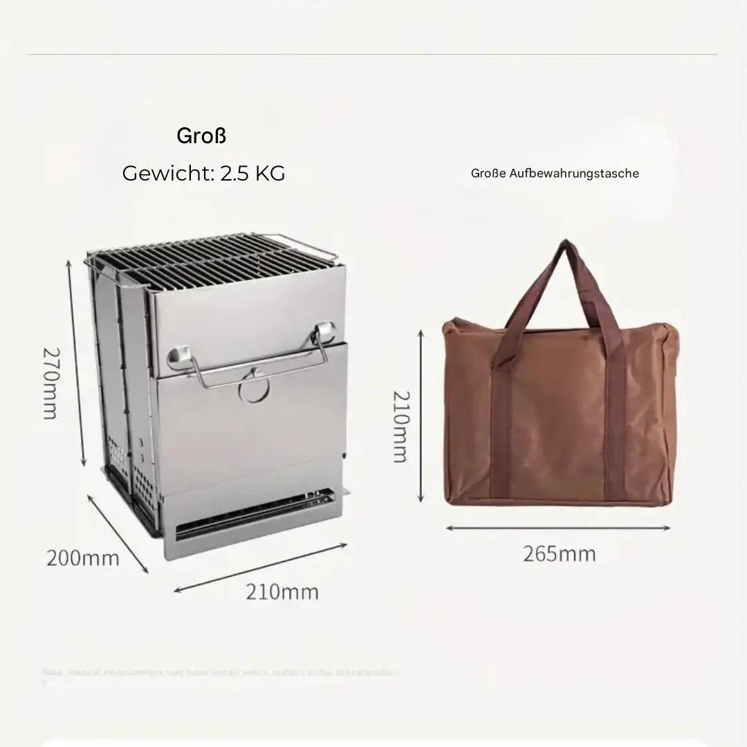 VuurKracht Compact – Foldable Stainless Steel Wood Stove for Outdoor Activities | Bowlift