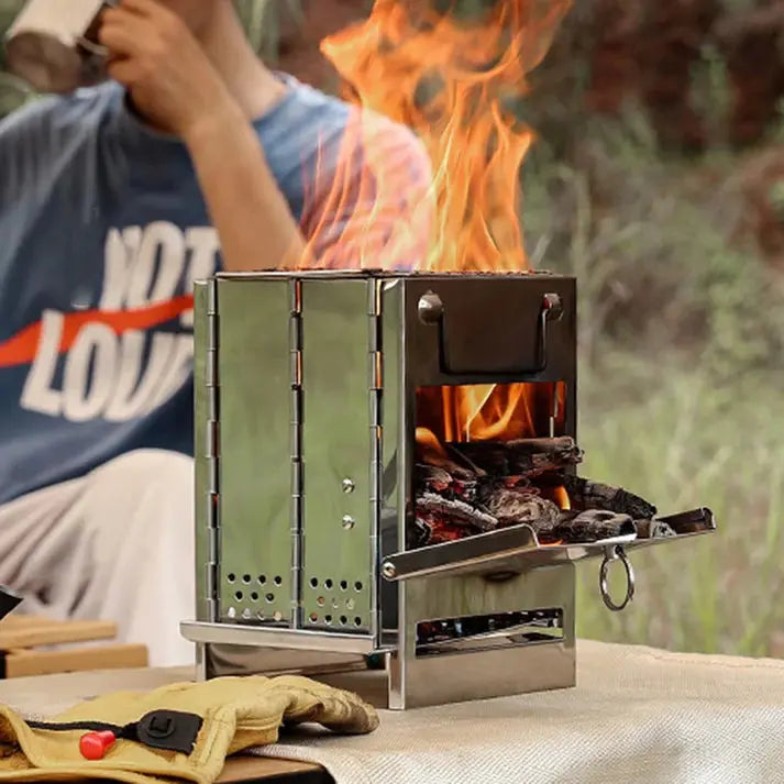 VuurKracht Compact – Foldable Stainless Steel Wood Stove for Outdoor Activities | Bowlift