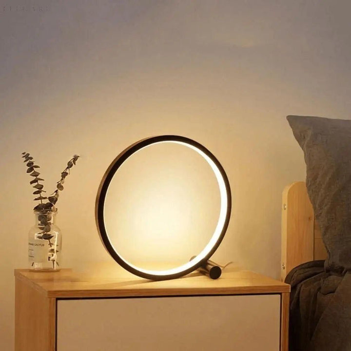 BowLift | Modern Minimalist Dimmable LED Ring Desk Lamp – Touch Control & Warm Ambient Lighting