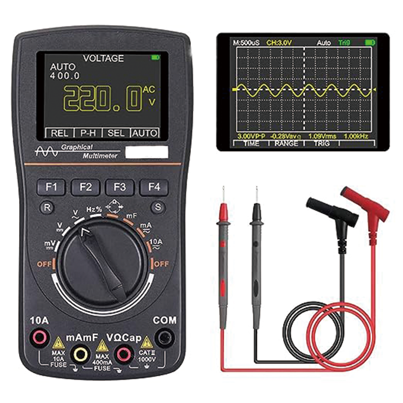 BowLift | 2 in 1 Handheld Oscilloscope Multimeter Professional Oscilloscope Multimeter with 2.5 Msps High Sampling Automatic Waveform Capture Function DC AC Voltagem Current Test